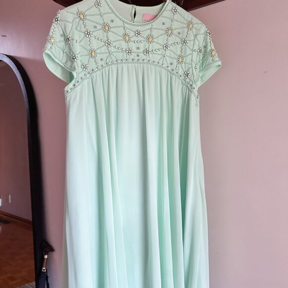Ted Baker Size 1 (US 2) Mint Knee-Length Dress Short Sleeve - Picture 1 of 8